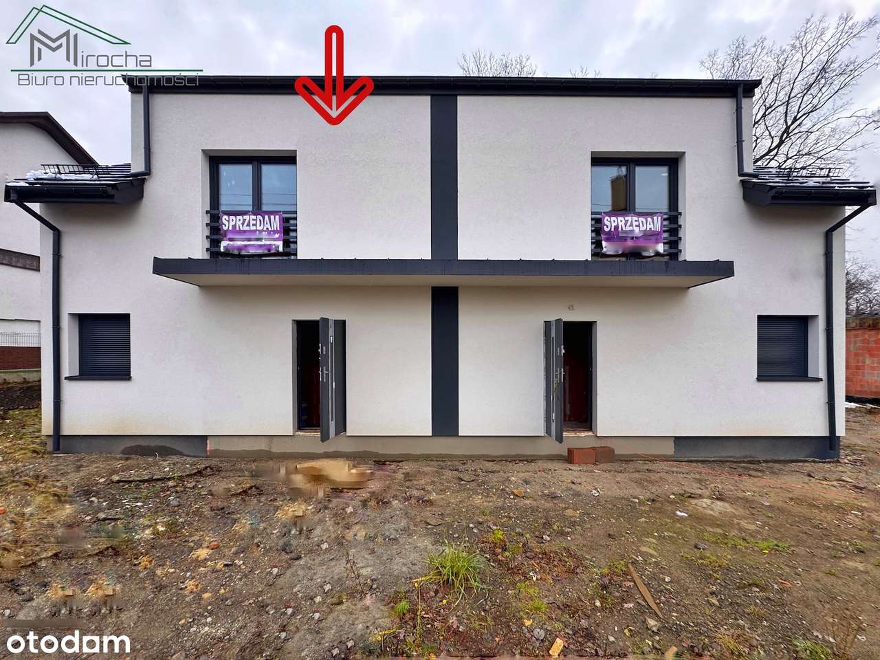 Bliźniak 104 m², stan surowy zamknięty, działka 358 m² - Pełny obrazek: 1/8