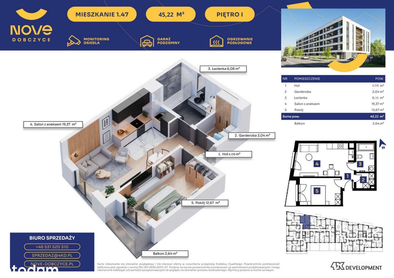 Nove Dobczyce | mieszkanie 2-pok. | 47 - Pełny obrazek: 2/7