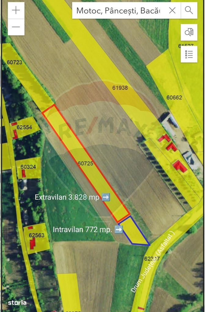 Teren de vânzare, sat Motoc, com.  Pâncești