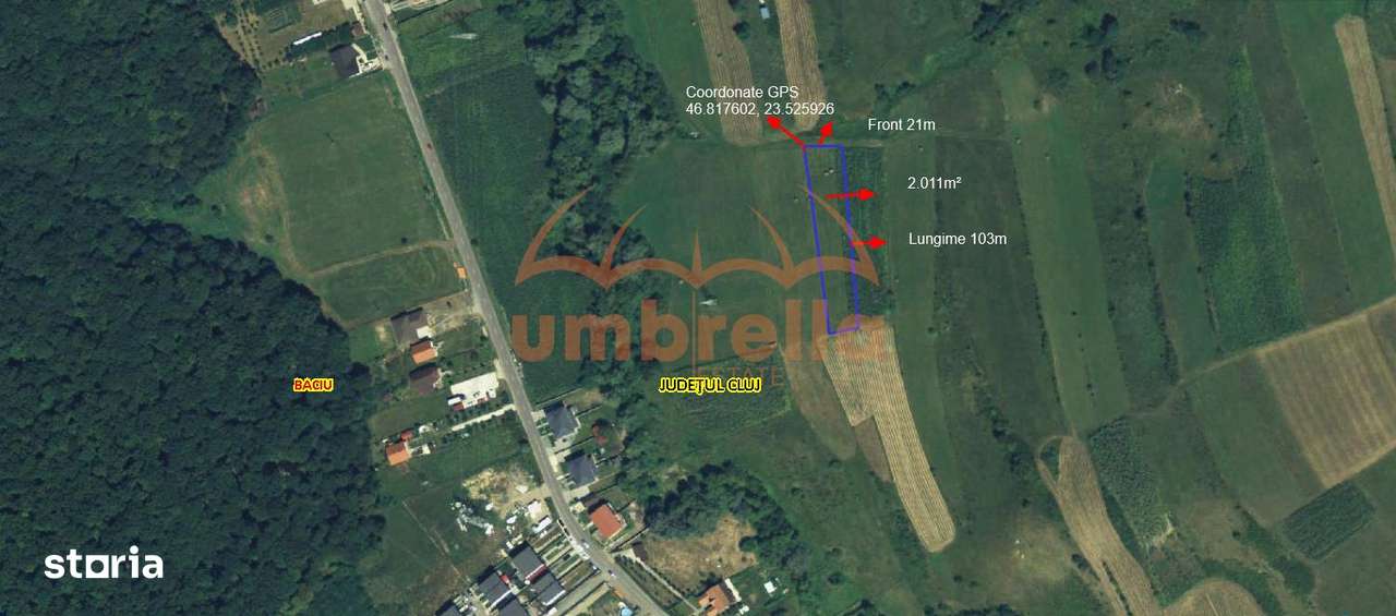 Teren de vanzare extravilan  in Popesti Baciu, jud. Cluj, 2011m² - Imagine principală: 1/3