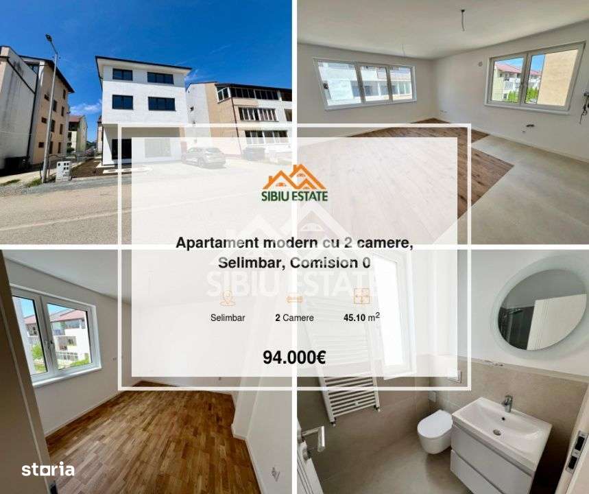 Apartament  2 camere,finisat la cheie, TVA inclus Selimbar, Comision 0 - Imagine principală: 1/8