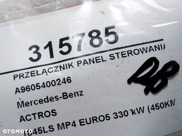 PRZEŁĄCZNIK PANEL STEROWANIA MERCEDES-BENZ ACTROS MP4 / MP5 2011 - 2022 1845 L A9605400246 - 4