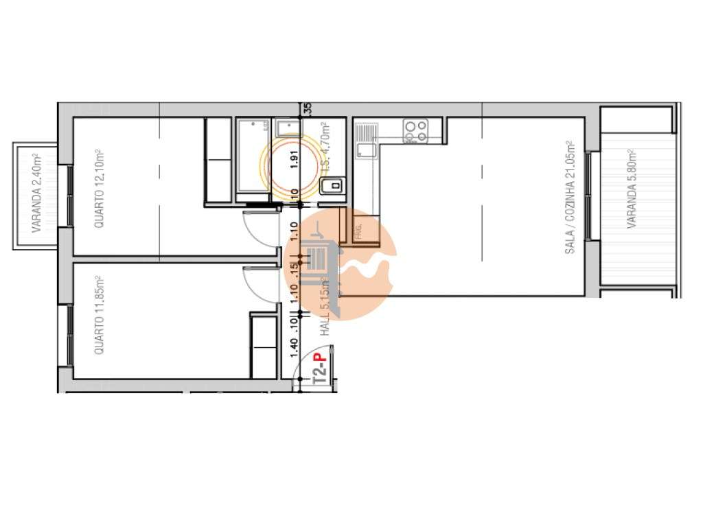 T2 em Projeto no Terceiro andar - Edifício Sudoeste - Grande imagem: 2/7