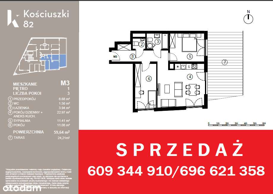 Mieszkanie z przestronnym tarasem - Pełny obrazek: 2/7