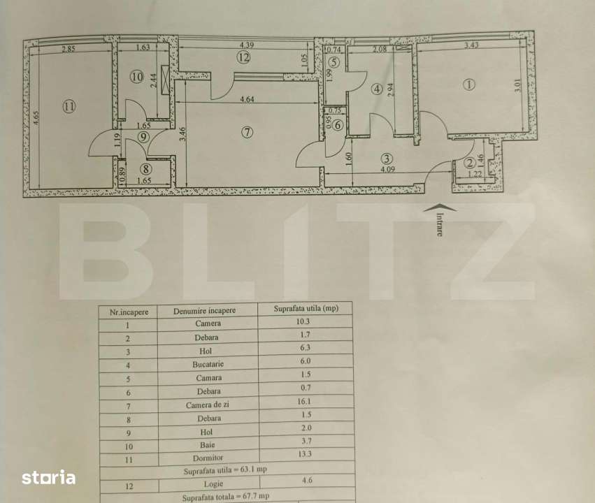 Apartament 3 camere etaj intermediar 68 mp Tatarasi — fotografia 1