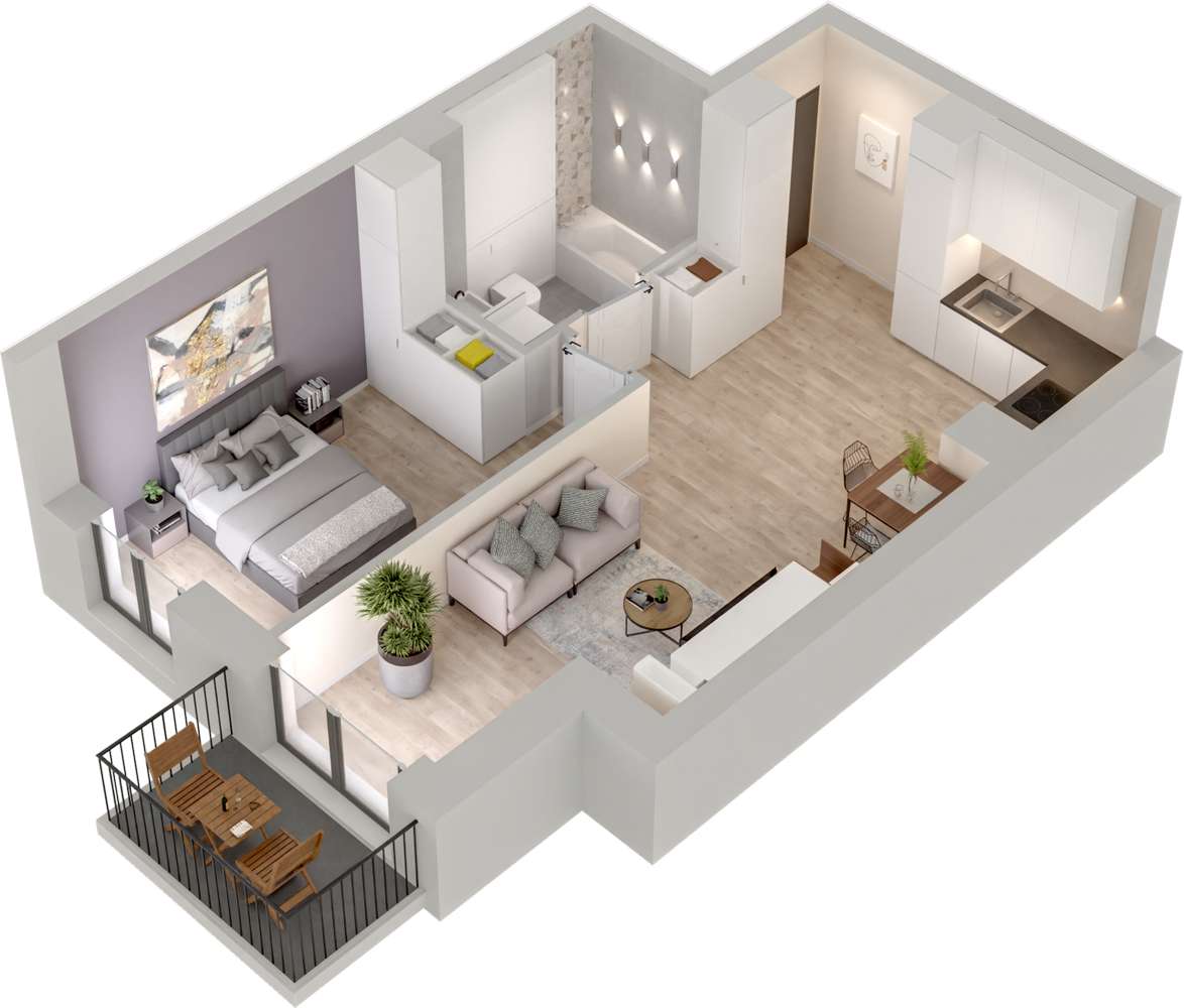 5.M.14 | 45,76 m² | 2 pokoje z balkonem| Krzyki- Gaj | na start! (lokal 5.M.14)