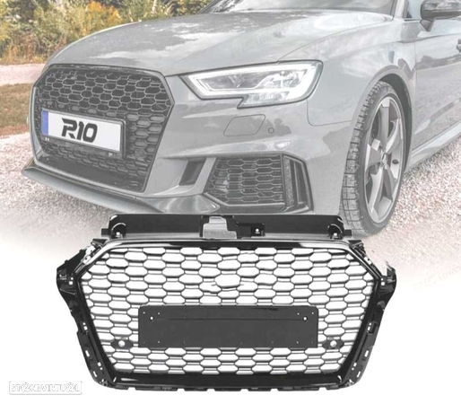 GRELHA PARA AUDI A3 8V 17-19 LOOK RS3 PRETO BRILHANTE - 1