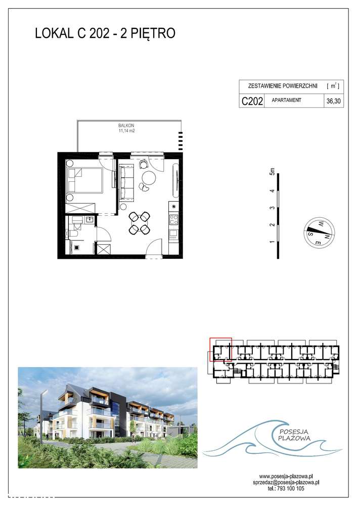 Posesja Plażowa | apartament 2-pok. | C202 - Pełny obrazek: 2/9