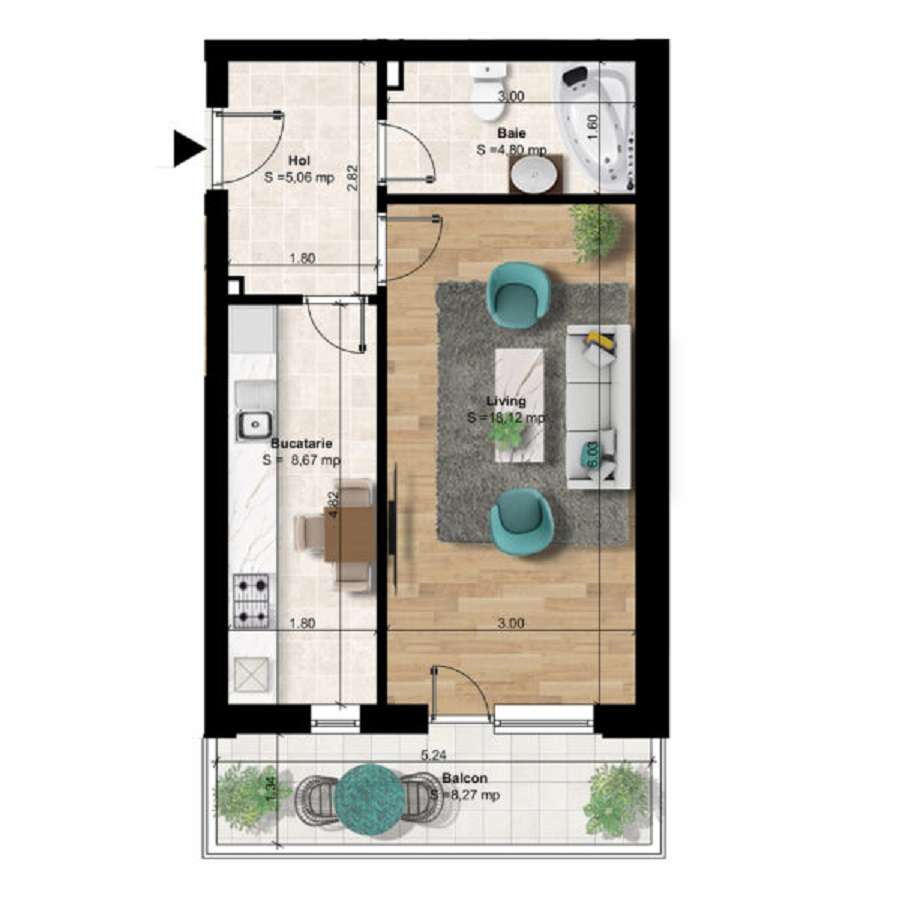 Garsoniera decomandata 45 mp - metrou Berceni - Imagine principală: 3/8