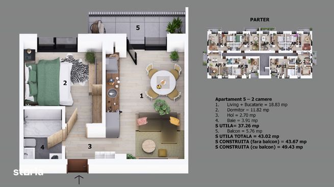 Apartament 2 camere | Ion Creanga / Nichita Stanescu Odaile 500m DN1-7