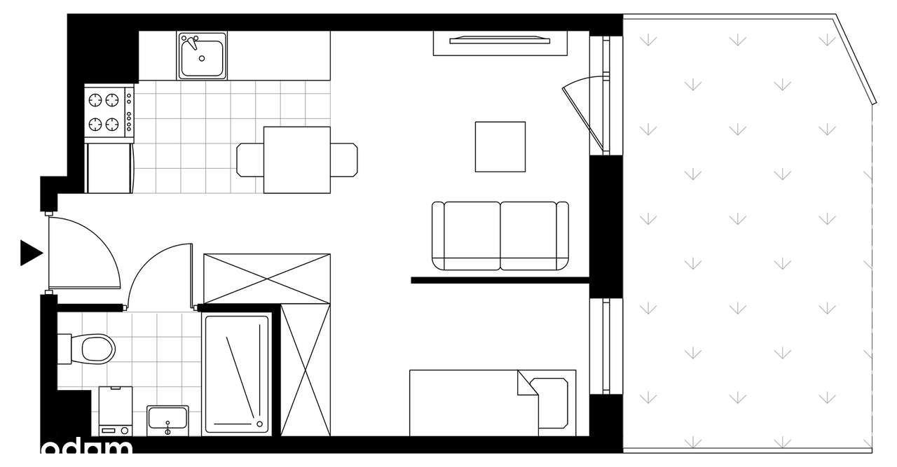 1-pokojowe mieszkanie 27m2 + ogródek Bezpośrednio - Pełny obrazek: 3/8