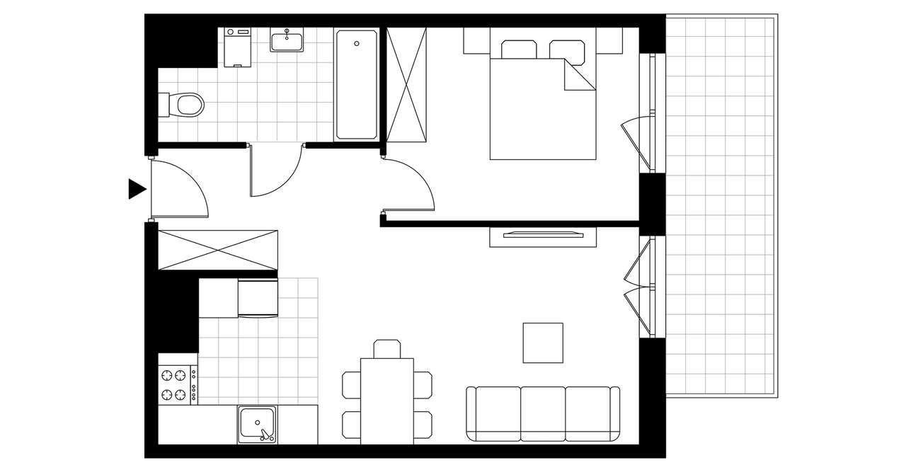 2-pokojowe mieszkanie 43m2 + balkon Bezpośrednio - Pełny obrazek: 3/8