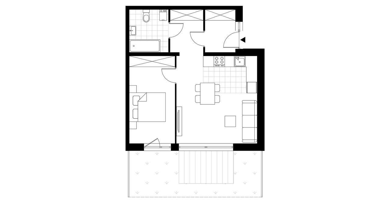 2-pokojowe mieszkanie 46m2 + ogródek Bezpośrednio - Pełny obrazek: 3/8