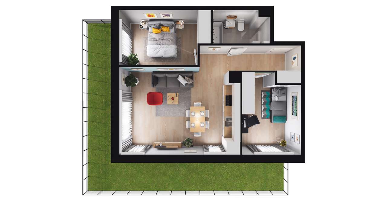 3-pokojowe mieszkanie 54m2 + ogródek Bez Prowizji - Pełny obrazek: 2/8