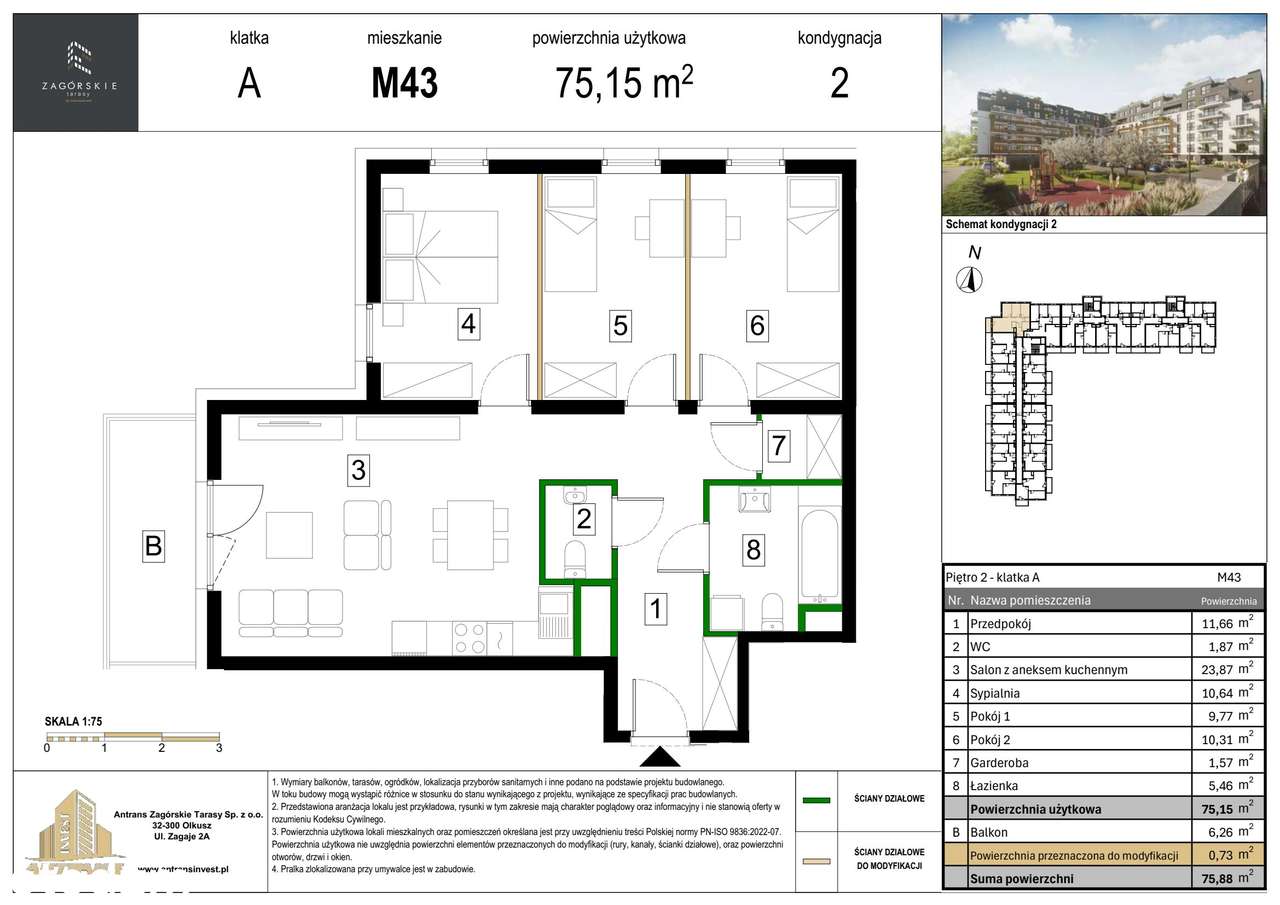 4-pokojowe mieszkanie 75m2 + balkon Bez Prowizji - Pełny obrazek: 2/8