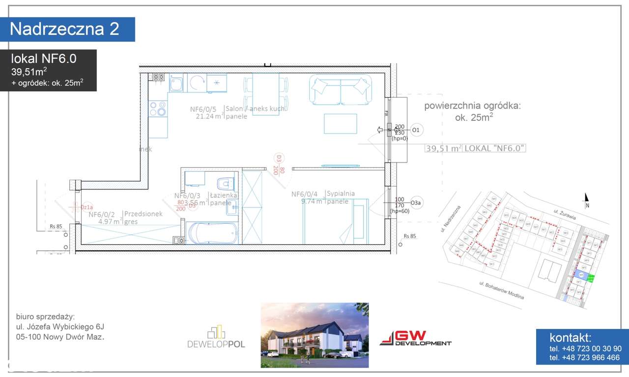 Nadrzeczna - 2 pokoje z ogródkiem, w pobliżu Narwi - Pełny obrazek: 4/9