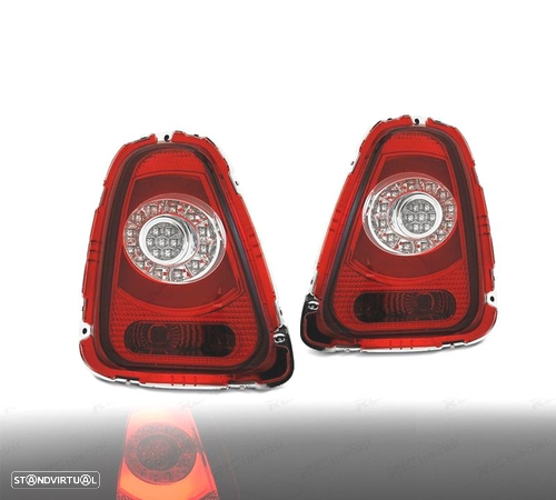 FAROLINS TRASEIROS PARA MINI COOPER R56 R57 10-14 LIGHT BAR VERMELHO CROMADO - 1