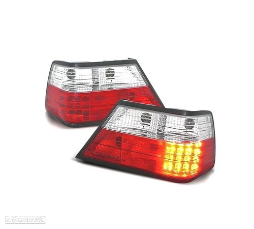 FAROLINS TRASEIROS PARA MERCEDES CLASSE E W124 85-95 LED VERMELHO CROMADO - 1