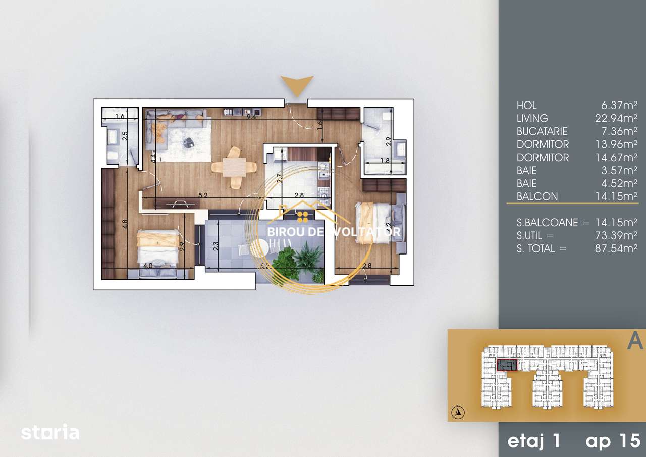 Modern|Ansamblu la 8 minute de metrou Teclu Pallady Ikea Titan-1