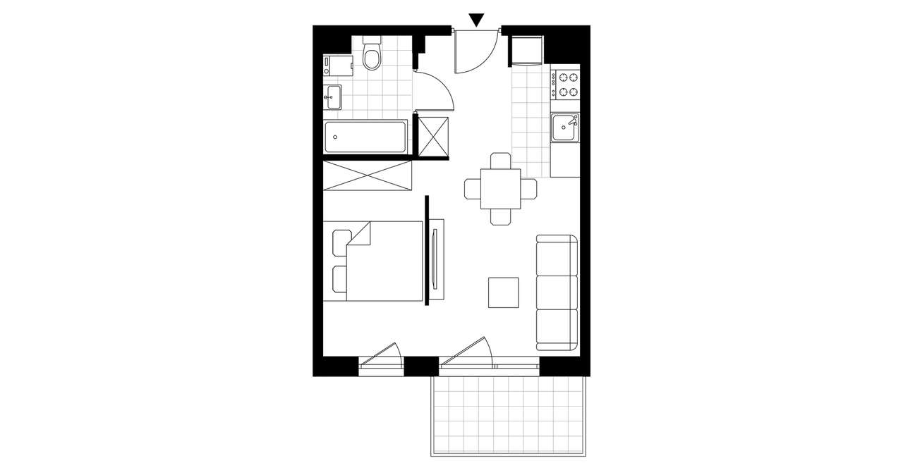 1-pokojowe mieszkanie 30m2 + balkon - Pełny obrazek: 3/8