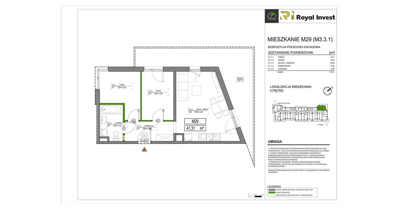 Green Park  | mieszkanie 3-pok. | B29 - Pełny obrazek: 3/8