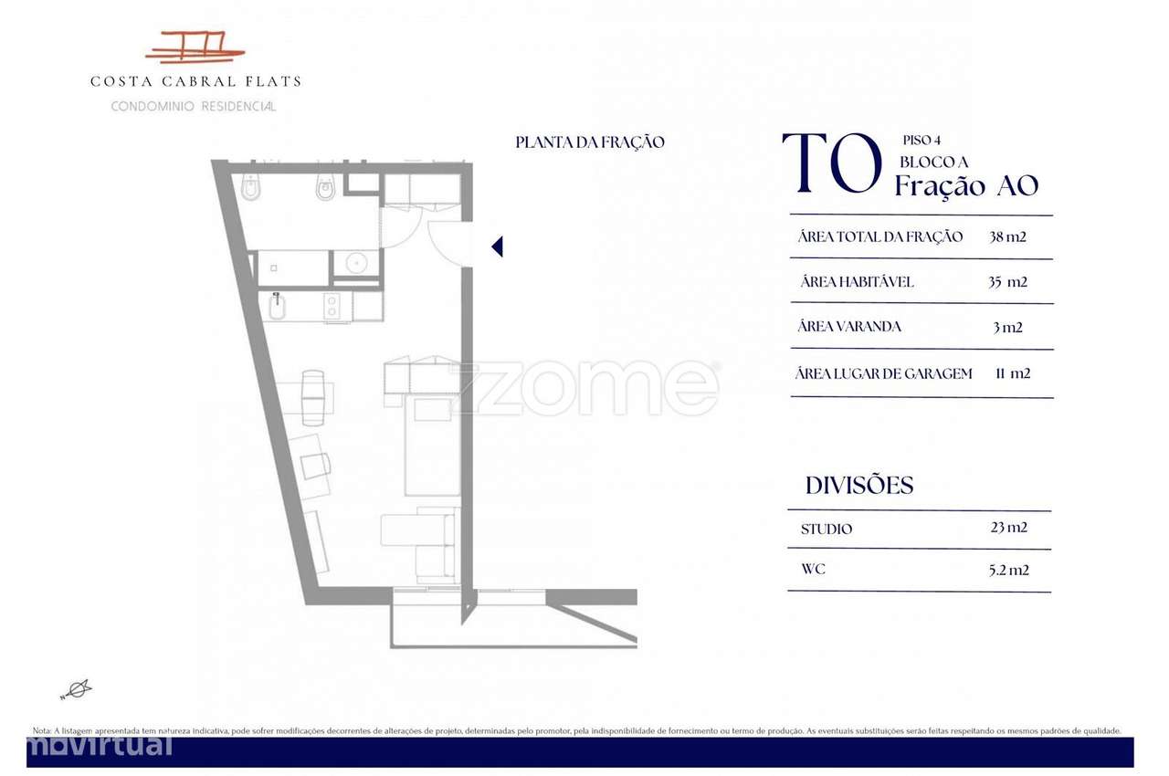 Apartamento T0 AO Costa Cabral Polo Universitário - Grande imagem: 3/27