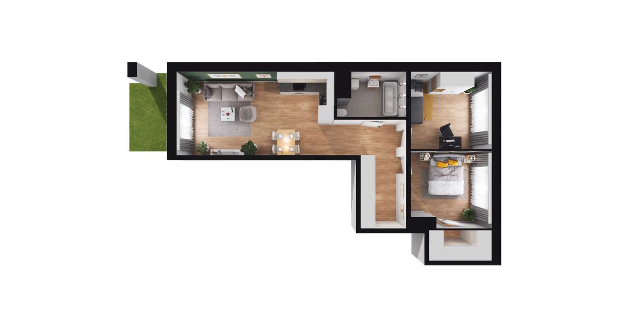 3-pokojowe mieszkanie 61m2 + ogródek - Pełny obrazek: 3/9