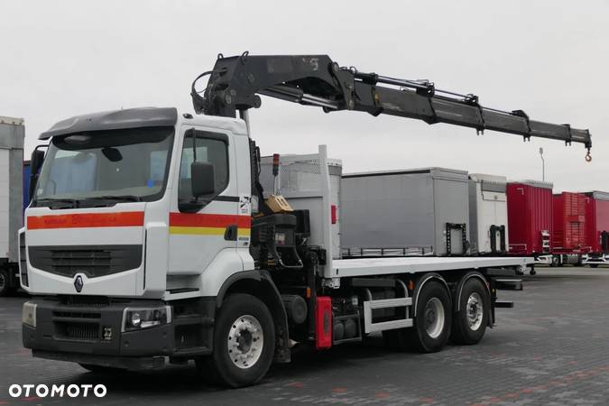 Renault PREMIUM 460  / 6X2 / PLATFORMA - 6,3 M + HDS HIAB 377 - UDŹWIG 10 000KG  / PILOT - 1