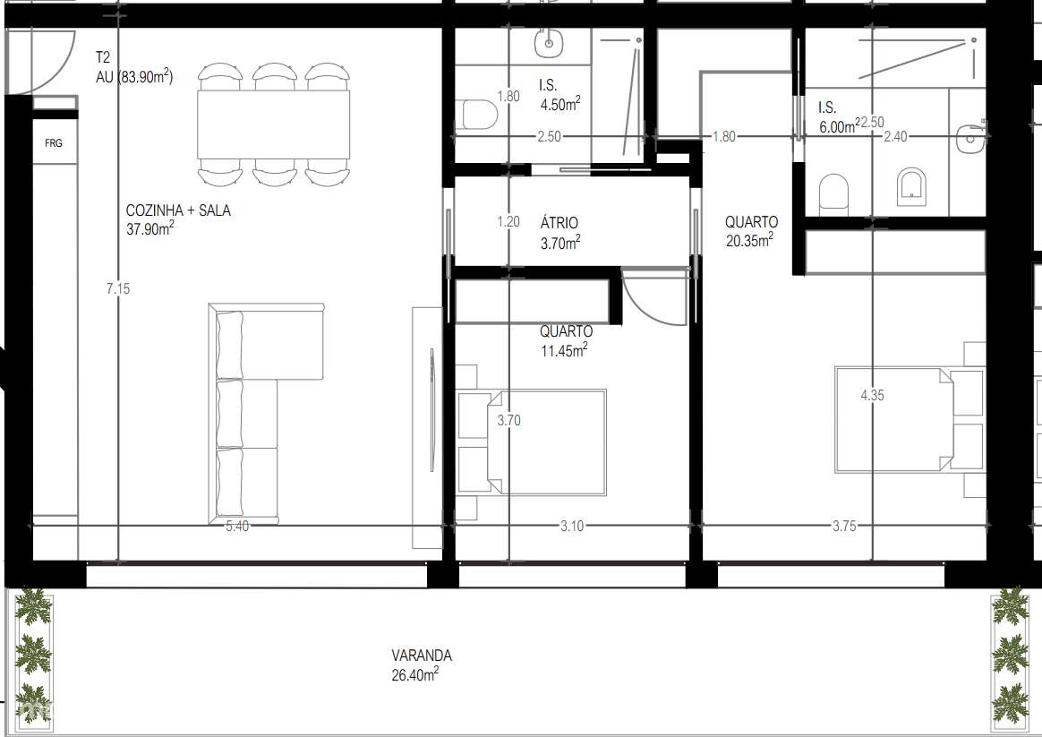 Apartamento T2 Novo em condomínio fechado - Jardins da Feira-6