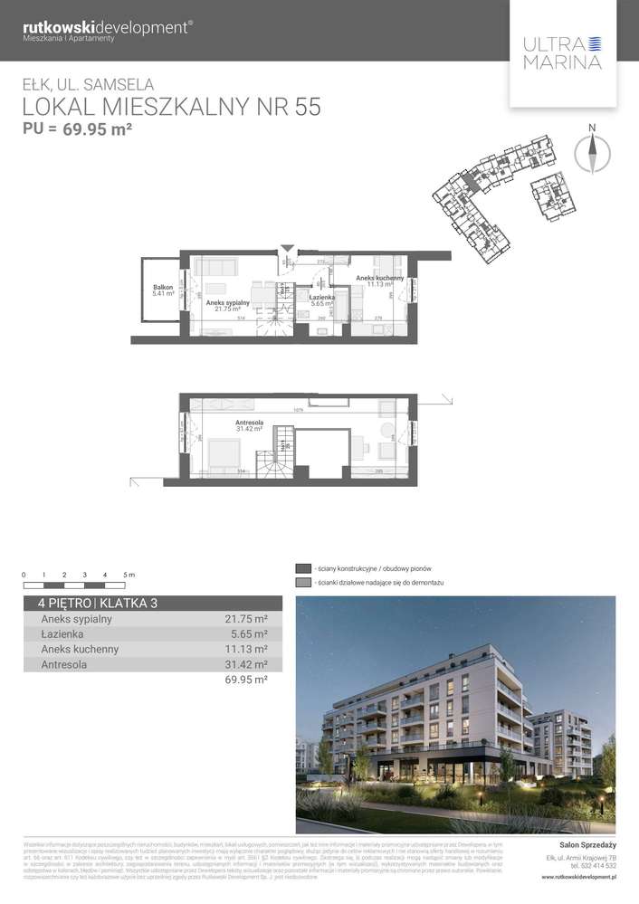 2-pokojowe mieszkanie 69m2 + balkon - Pełny obrazek: 2/7