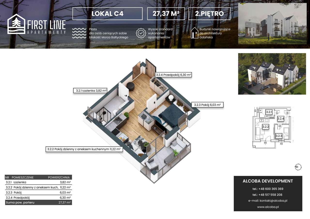 First Line Apartamenty | mieszkanie 2-pok. | C4 - Pełny obrazek: 2/7