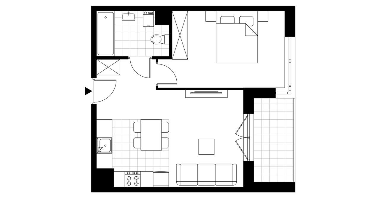2-pokojowe mieszkanie 40m2 + balkon Bezpośrednio - Pełny obrazek: 3/8