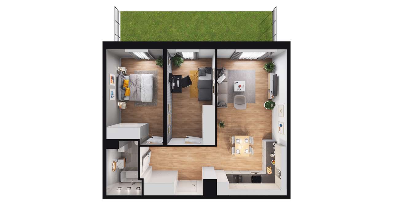 3-pokojowe mieszkanie 62m2 + ogródek Bez Prowizji - Pełny obrazek: 2/8