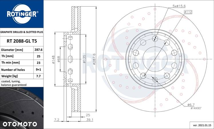 TARCZE ROTINGER AUDI A4 B5 B6 B7 288mm - 2