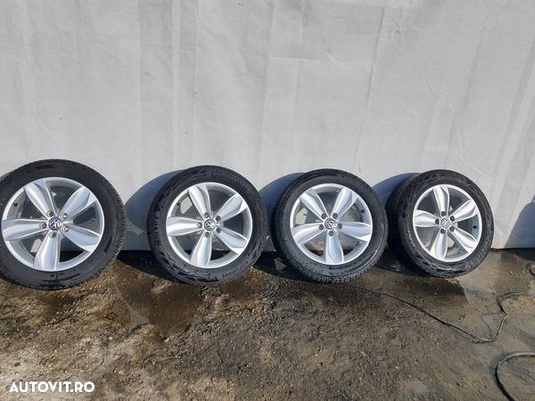 Jante originape Vw Passat B 8 pe 17 cu anvelope de vara 2 Bridgestone dot 2019 profil 6 mm si 2 Continental dot 2020 profil 6 mm - 1