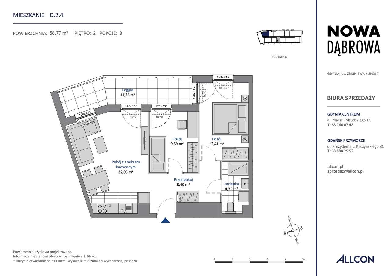 3-pokojowe mieszkanie 56m2 + taras Bez Prowizji - Pełny obrazek: 2/7