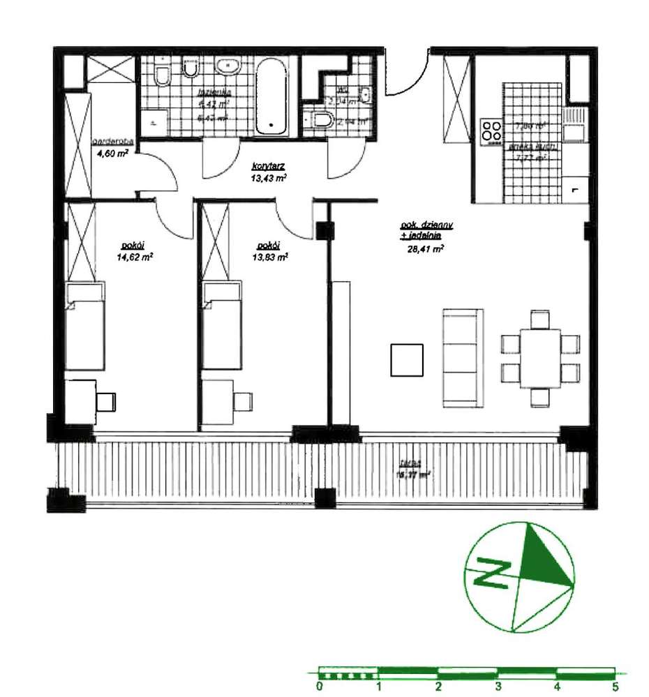Apartament Zdrowie, trzy pokoje, 91.71m2 - Pełny obrazek: 4/20
