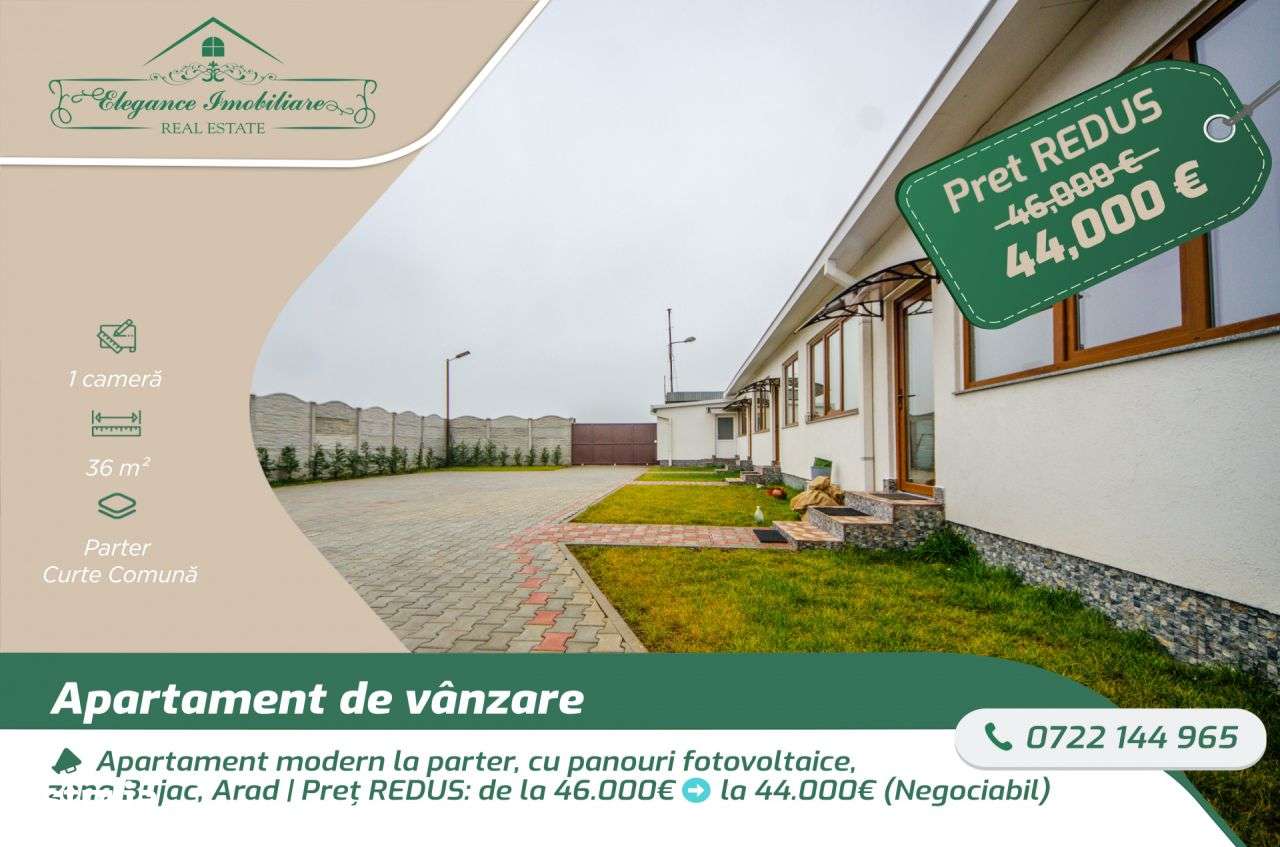 Apartament modern la parter, cu panouri fotovoltaice, zona Bujac, Arad