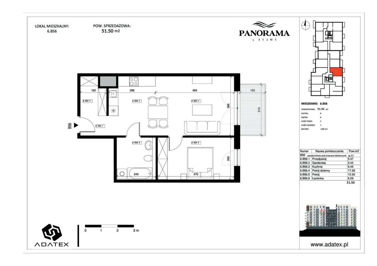 Panorama 3 Stawy | mieszkanie 2-pok. | 6.B56 - Pełny obrazek: 2/7