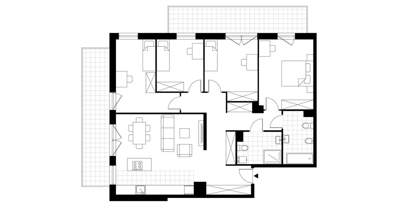 5-pokojowe mieszkanie 108m2 + 2 balkony - Pełny obrazek: 3/8