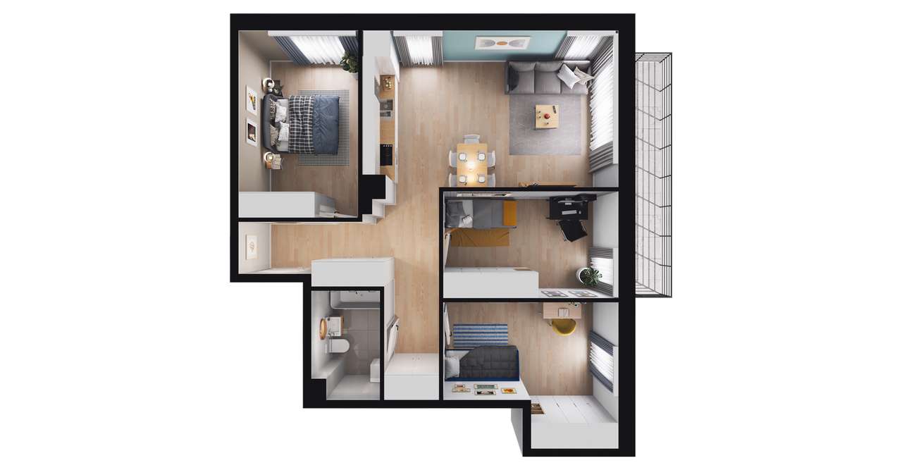 4-pokojowe mieszkanie 70m2 + balkon Bez Prowizji - Pełny obrazek: 2/8