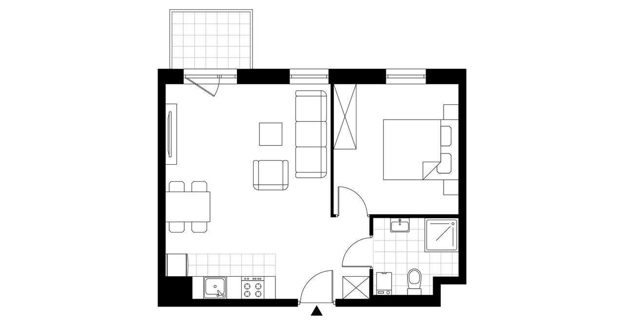 2-pokojowe mieszkanie 44m2 + balkon - Pełny obrazek: 4/9