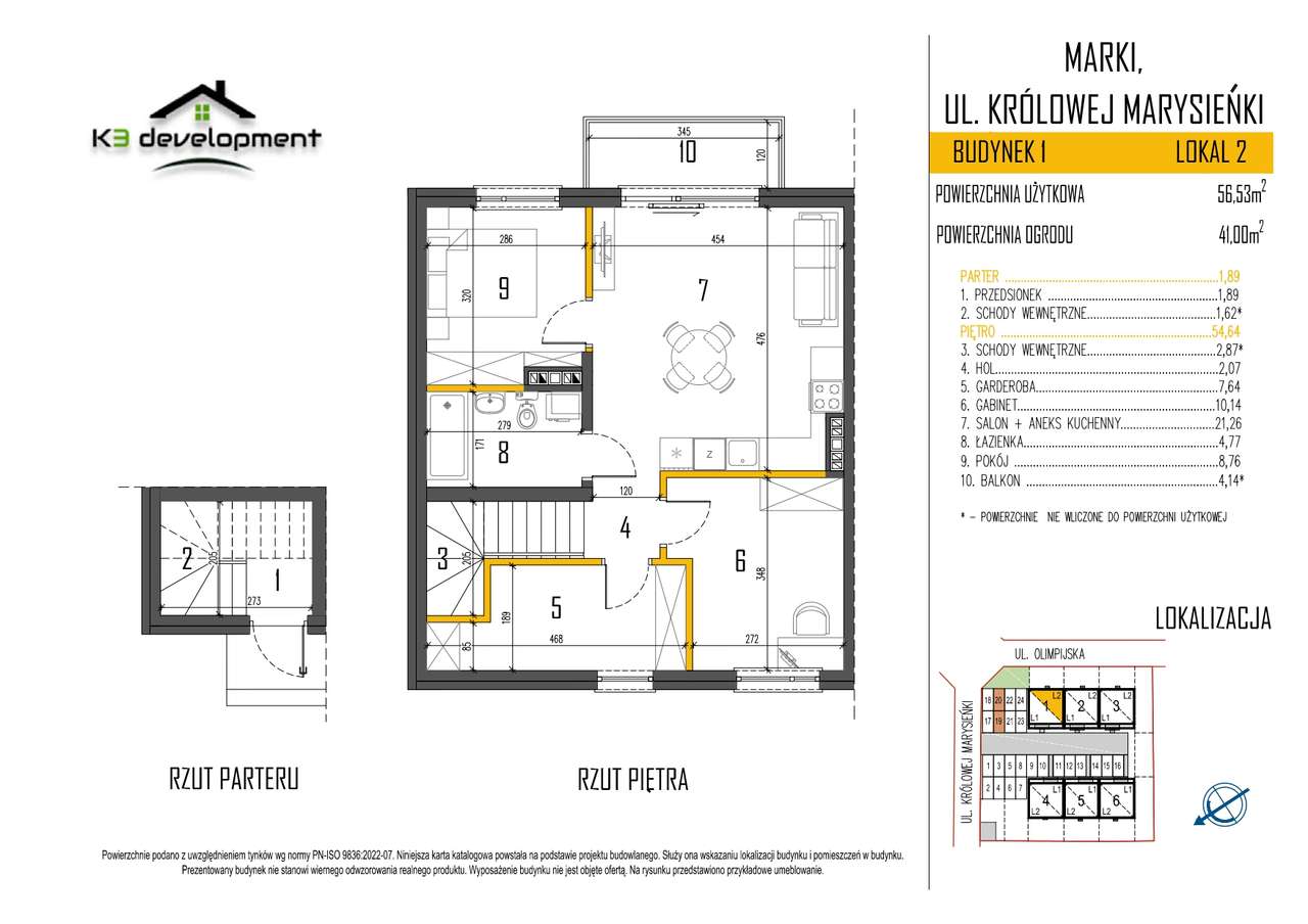 Mieszkanie 56,5m2 piętro, balkon, ogródek, dwa miejsca - Marki k. W-wy-5