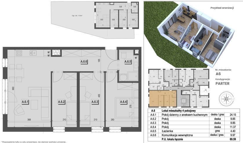 69,59 m2 na granicy moreny i jasienia ogród 112 m2