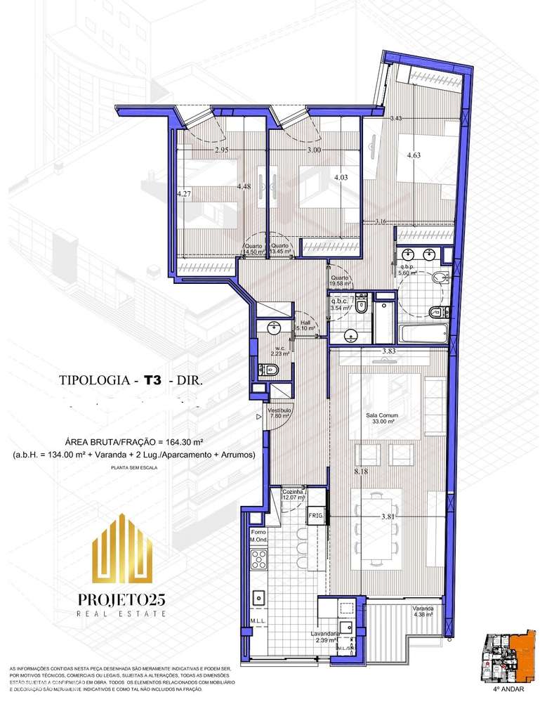 T3 NOVO de Luxo com área bruta de 170m2, junto ao centro e ao Metro!-38
