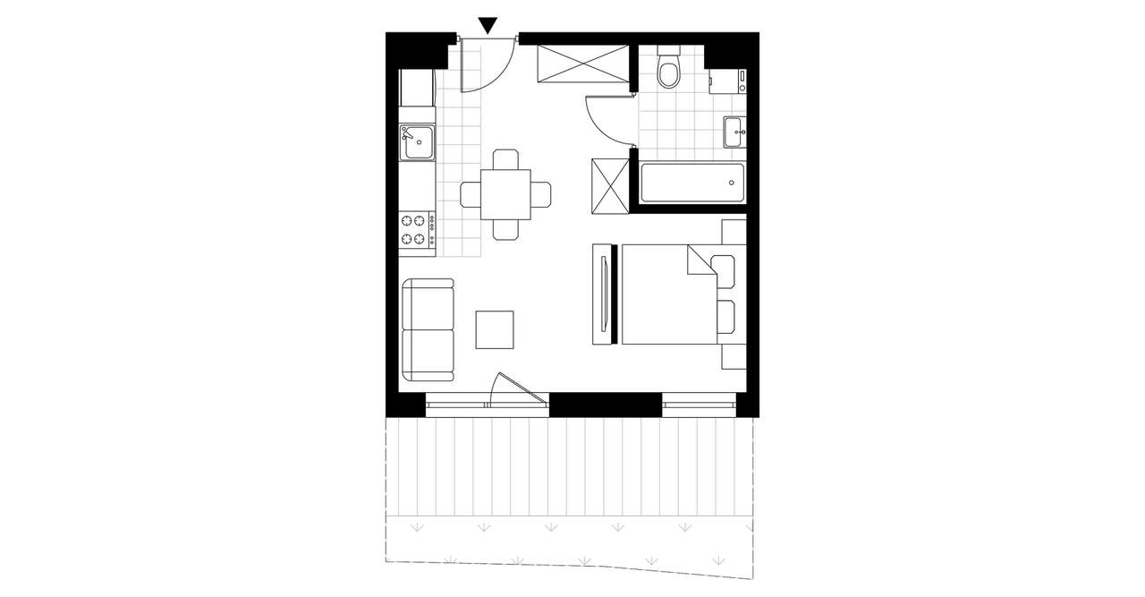 1-pokojowe mieszkanie 29m2 + ogródek Bezpośrednio - Pełny obrazek: 3/8