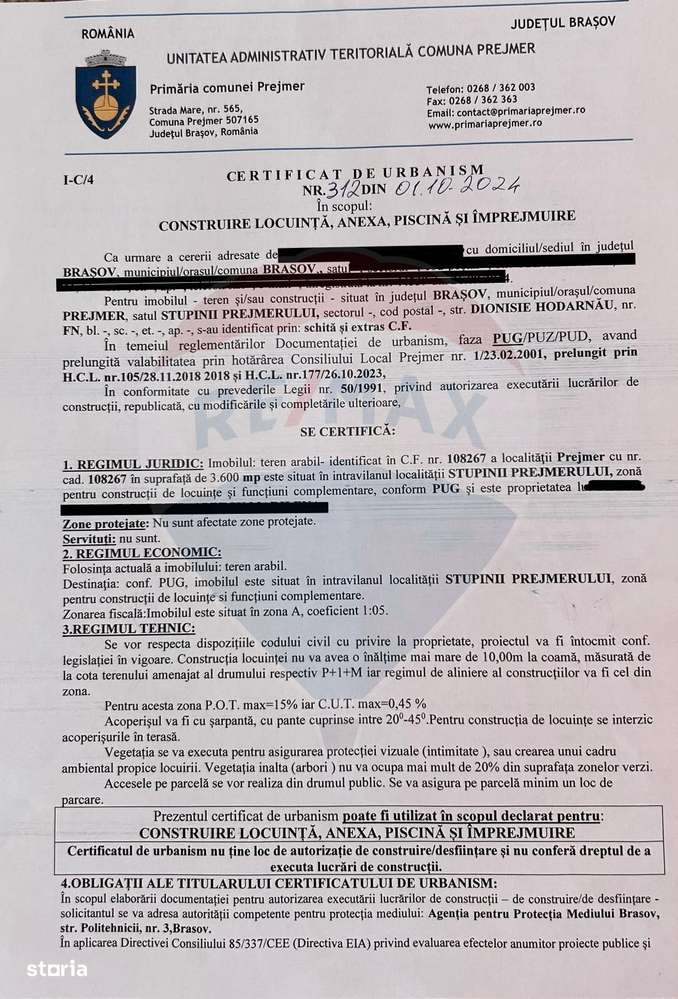 Teren de vânzare în  Prejmer de 3,600 mp ,  intravilan cu utilități - Imagine principală: 5/7