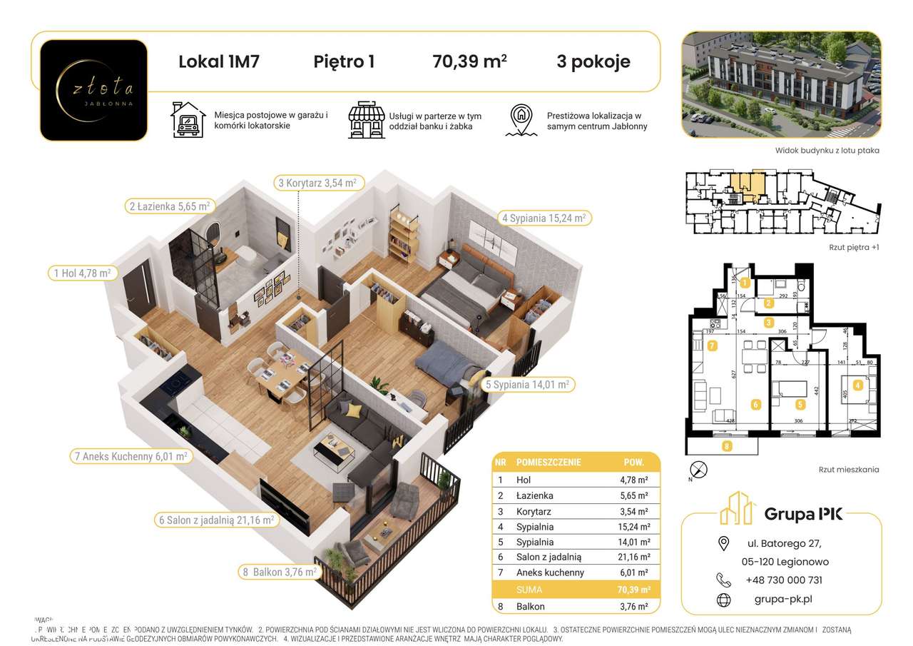 3-pokojowe mieszkanie 70m2 + balkon Bezpośrednio - Pełny obrazek: 2/5