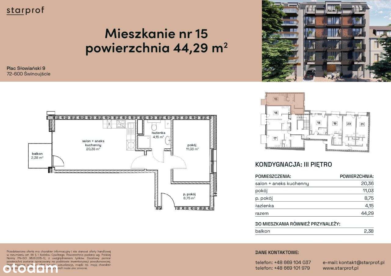 Nowe mieszkanie 44,29m² z balkonem z widokiem na Plac Słowiański - Pełny obrazek: 2/7