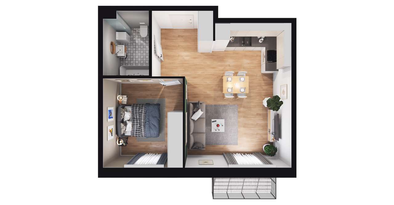 2-pokojowe mieszkanie 42m2 + balkon Bezpośrednio - Pełny obrazek: 2/8